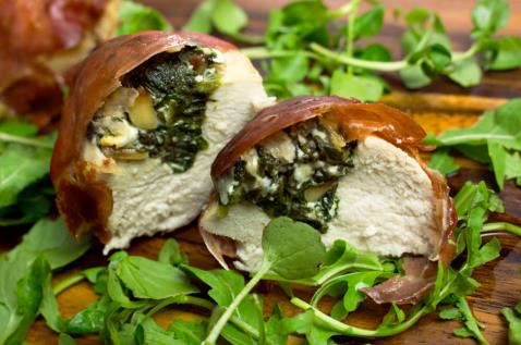 Spinach and Feta Stuffed Chicken Kievs