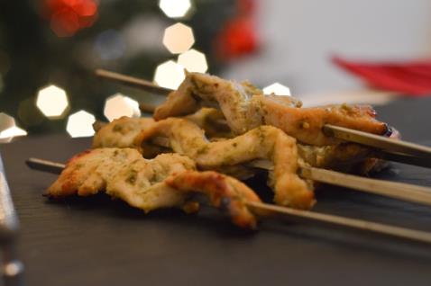 Festive Mini Chicken and Pesto Kebabs